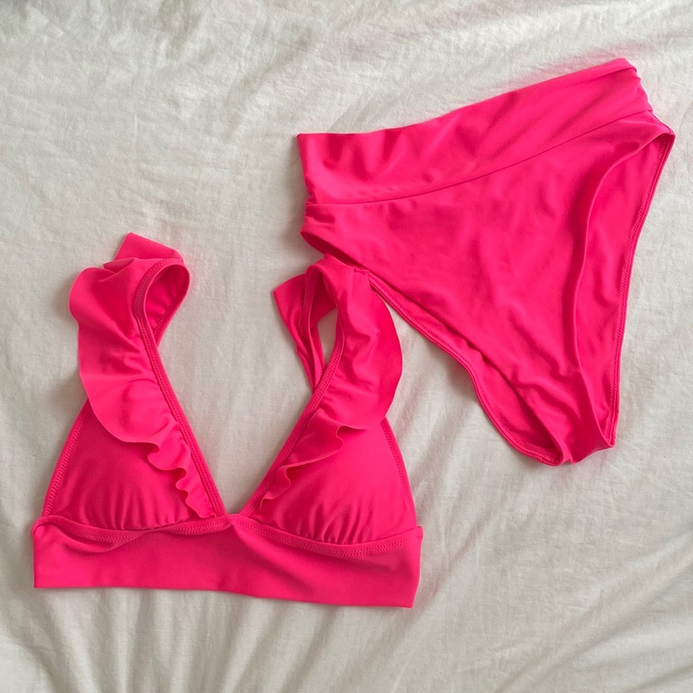 aerie Pink Ruffle Bikini Set